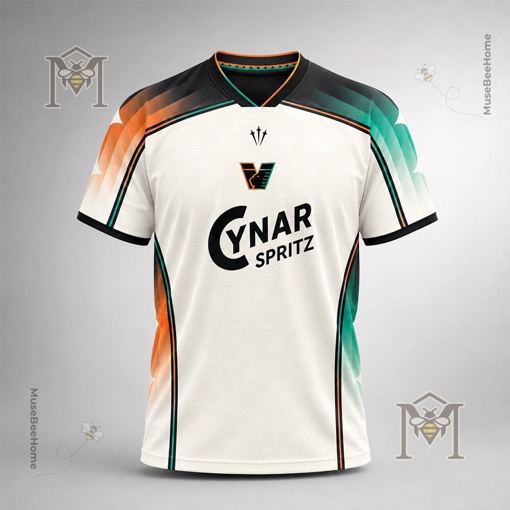 Venezia FC Cynar Spritz x NOCTA 2026-27 Away Kit Football Jersey - close-up of the V-neck and shoulder detail