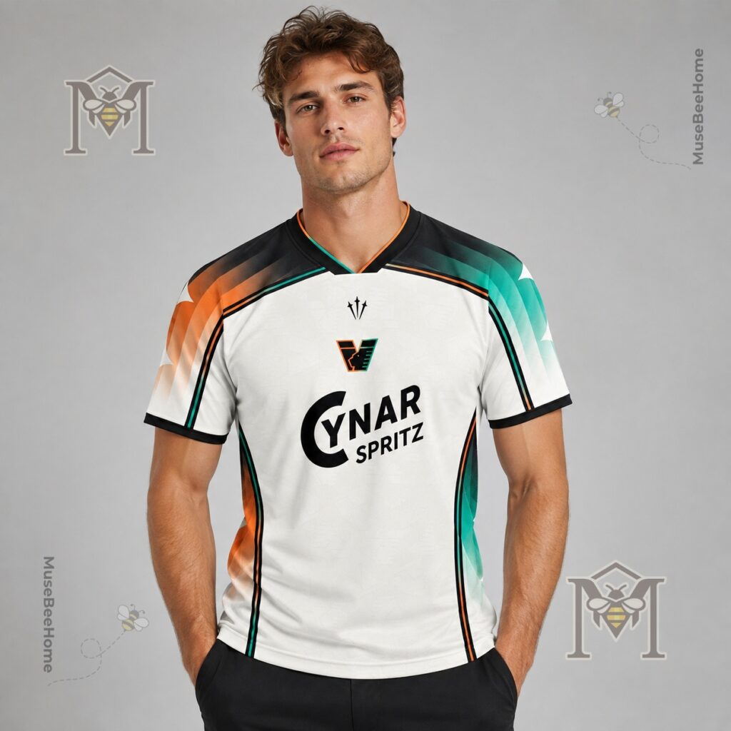 Venezia FC Cynar Spritz x NOCTA 2026-27 Away Kit Football Jersey - close-up of the right shoulder and stadium