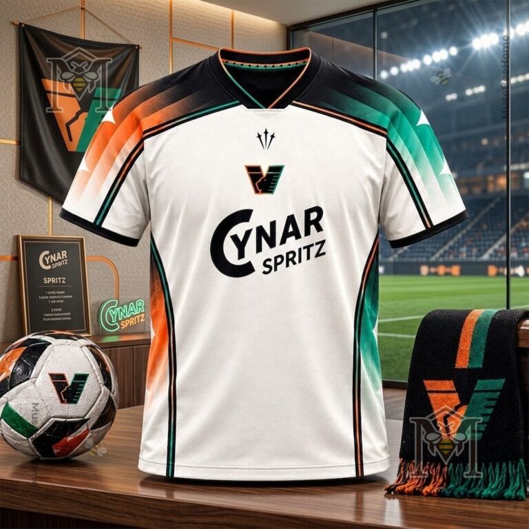 Venezia FC Cynar Spritz x NOCTA 2026-27 Away Kit Football Jersey - front view with matching scarf and soccer