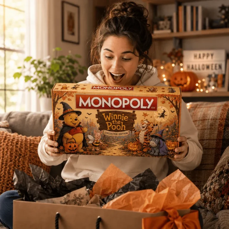 Winnie the Pooh Halloween Collector Edition Monopoly Board Game - box and game cards
