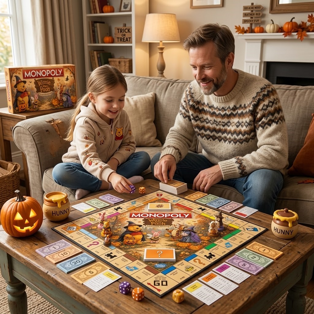 Winnie the Pooh Halloween Collector Edition Monopoly Board Game - game board and tokens