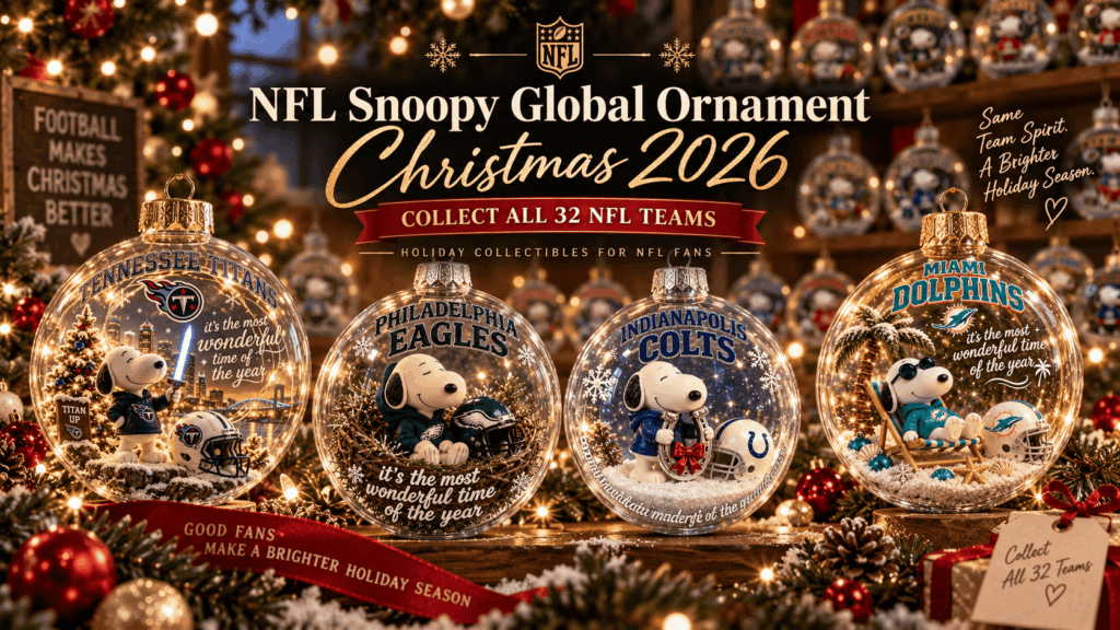 NFL Snoopy Global Ornament Christmas 2026 | All 32 NFL Teams