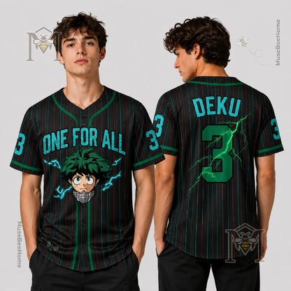 Anime Academy Inspired Custom Green Hero Baseball Jersey - photo 2