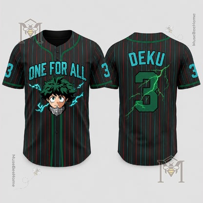 Anime Academy Inspired Custom Green Hero Baseball Jersey - photo 5