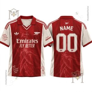Arsenal Football Club Cactus Jack North London Forever Jersey - sleeve lettering detail