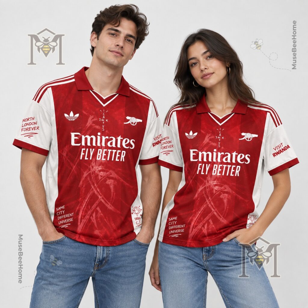 Arsenal Football Club Cactus Jack North London Forever Jersey - collar and chest graphics