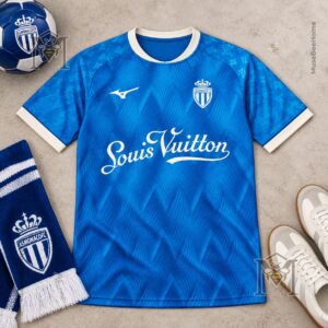 AS Monaco Football Club Louis Vuitton Jersey - front view with crest and monogram pattern