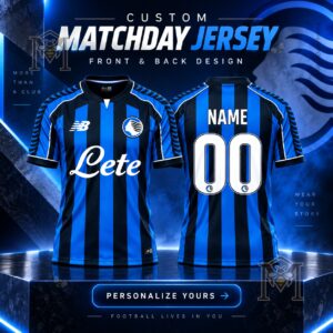 Atalanta Bergamasca Calcio Custom Home Kit Football Jersey - front and back views