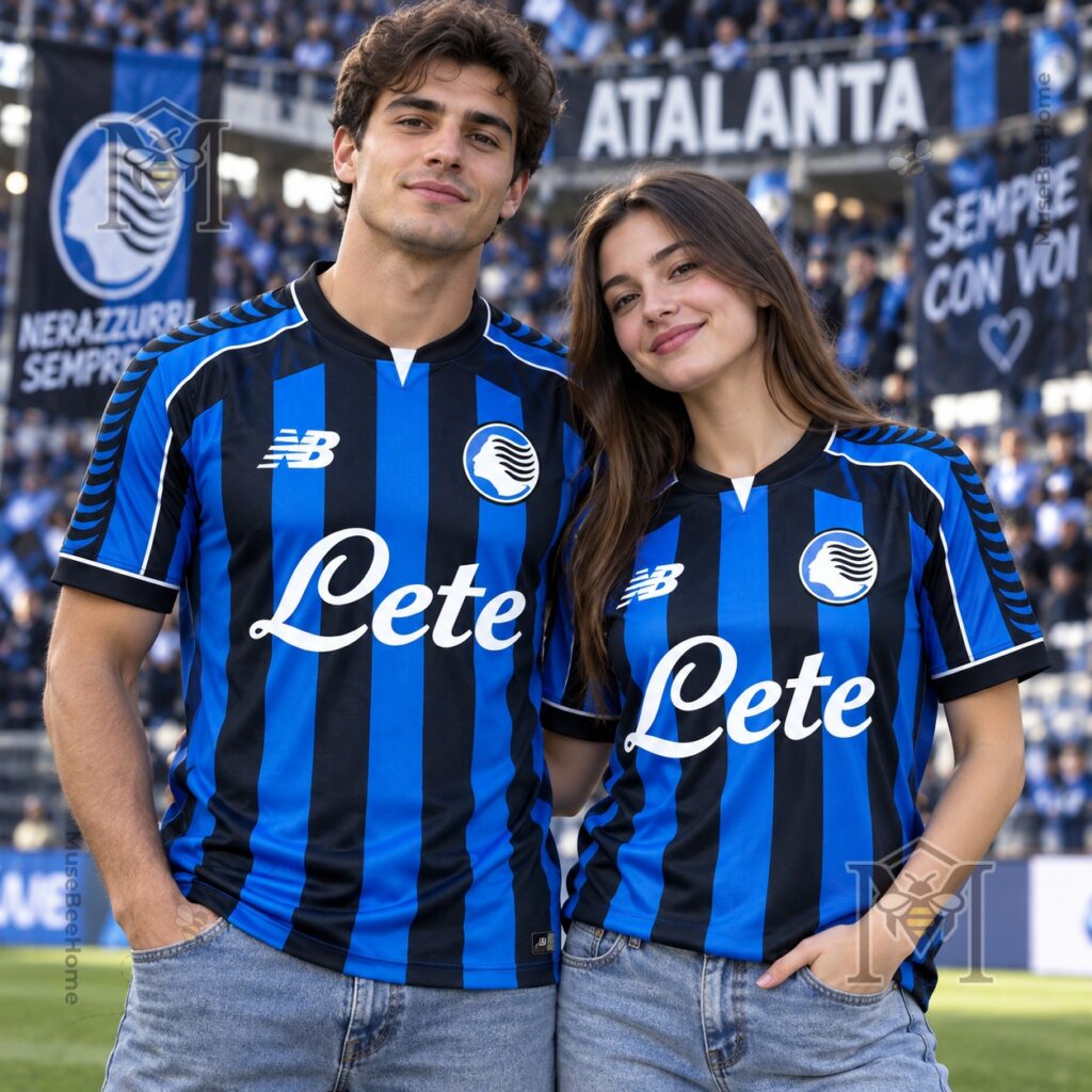 Atalanta Bergamasca Calcio Custom Home Kit Football Jersey - sleeve pattern close-up