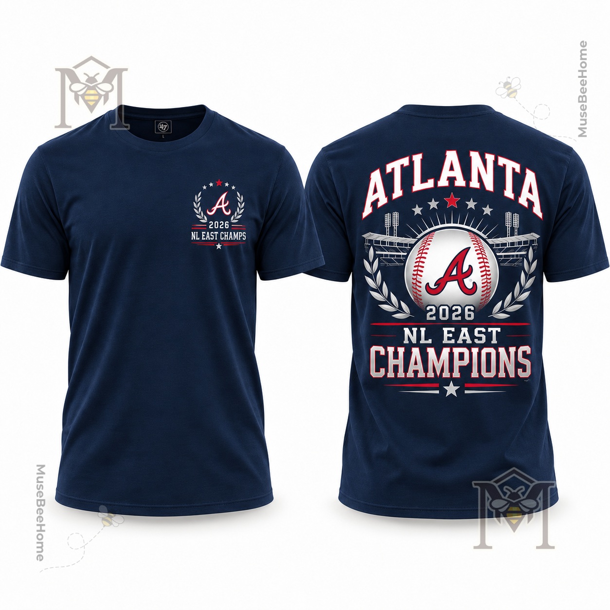 Atlanta Braves 2026 NL East Champions T-Shirt - front chest championship emblem