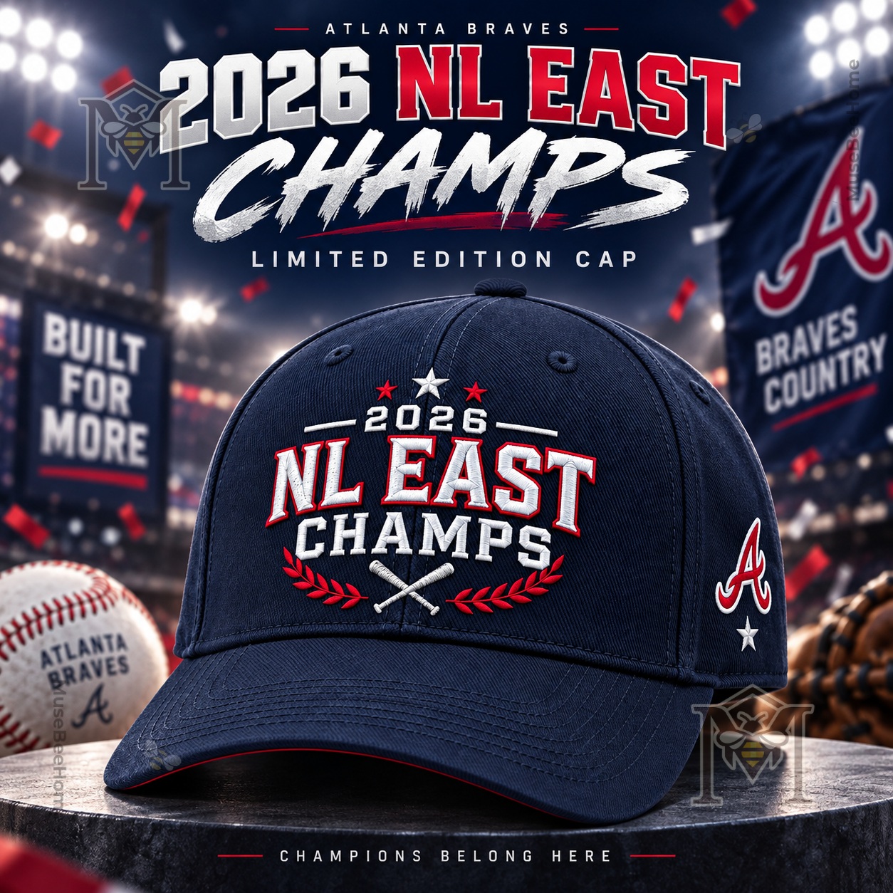 Atlanta Braves 2026 NL East Division Champions Cap - front view with embroidered championship design
