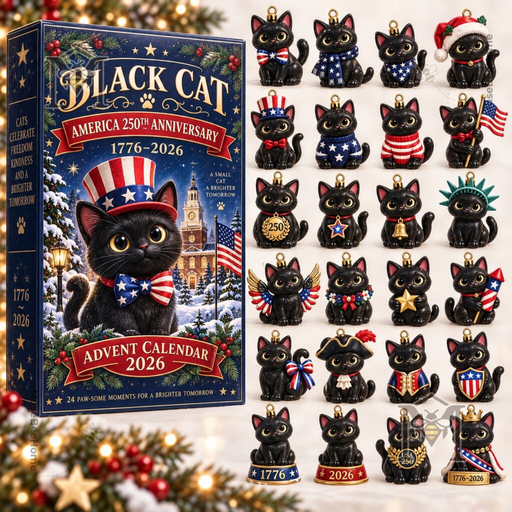 Black Cat America 250th Anniversary 2026 Advent Calendar - side panel with patriotic lettering