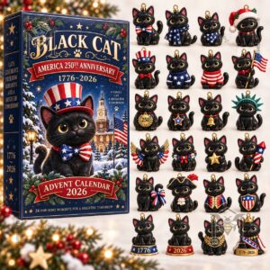 Black Cat America 250th Anniversary 2026 Advent Calendar - side panel with patriotic lettering