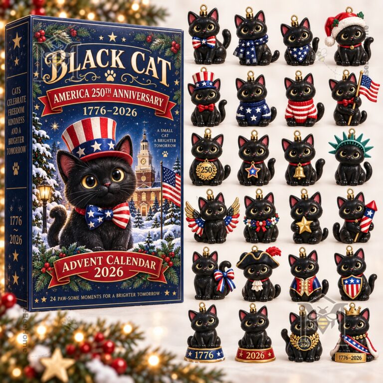 Black Cat America 250th Anniversary 2026 Advent Calendar - side panel with patriotic lettering