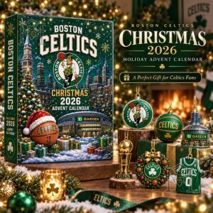 Boston Celtics Christmas 2026 Advent Calendar - front box with snowy Boston city artwork