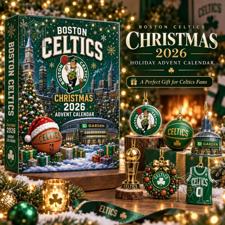 Boston Celtics Christmas 2026 Advent Calendar - front box with snowy Boston city artwork