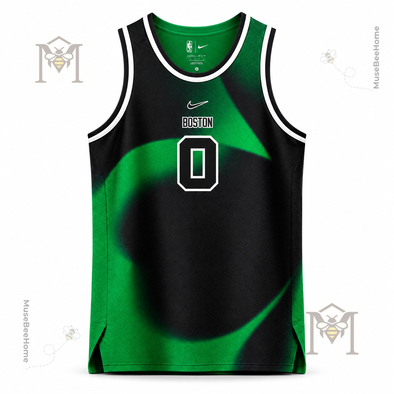 Boston Celtics Specter Basketball Jersey - close-up of Boston lettering and number 0