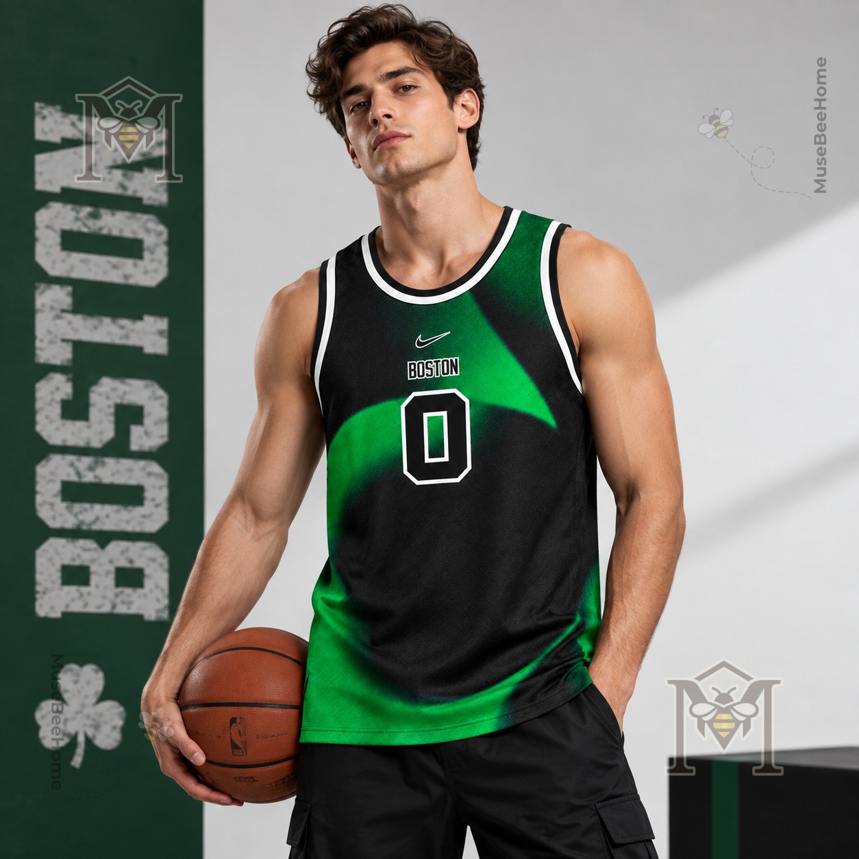 Boston Celtics Specter Basketball Jersey - Nike and NBA collar logos