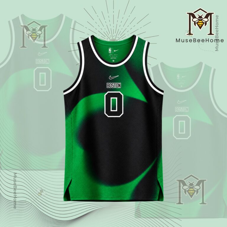 Boston Celtics Specter Basketball Jersey - front view with black and green design