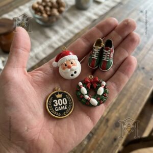 Bowling Christmas 2026 Advent Calendar - close view of festive bowling graphics