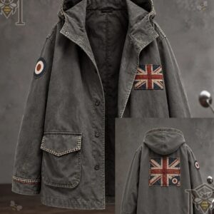 British Music Lover Mods Art Printed Jacket - distressed Union Jack chest patch