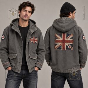 British Music Lover Mods Art Printed Jacket - front flap pockets and button closure