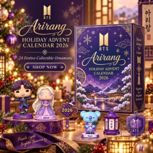 BTS Arirang Holiday 2026 Advent Calendar - front packaging with displayed collectible figures
