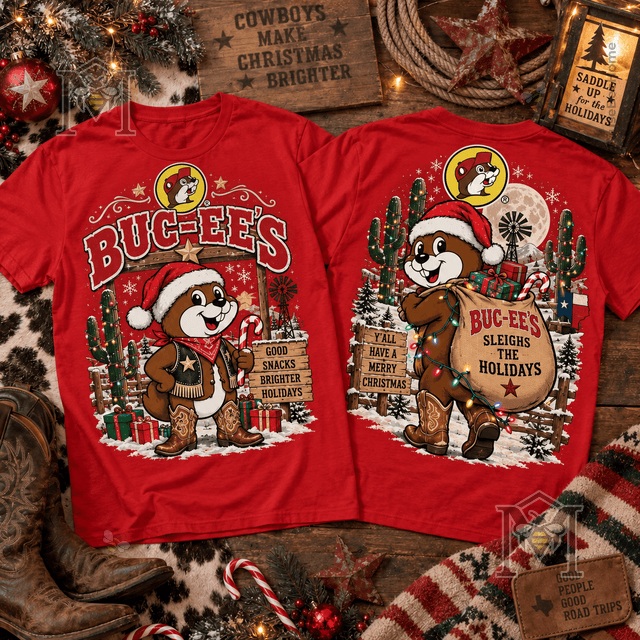 Buc-ee's Cowboy Christmas Holiday T-shirt - photo 2