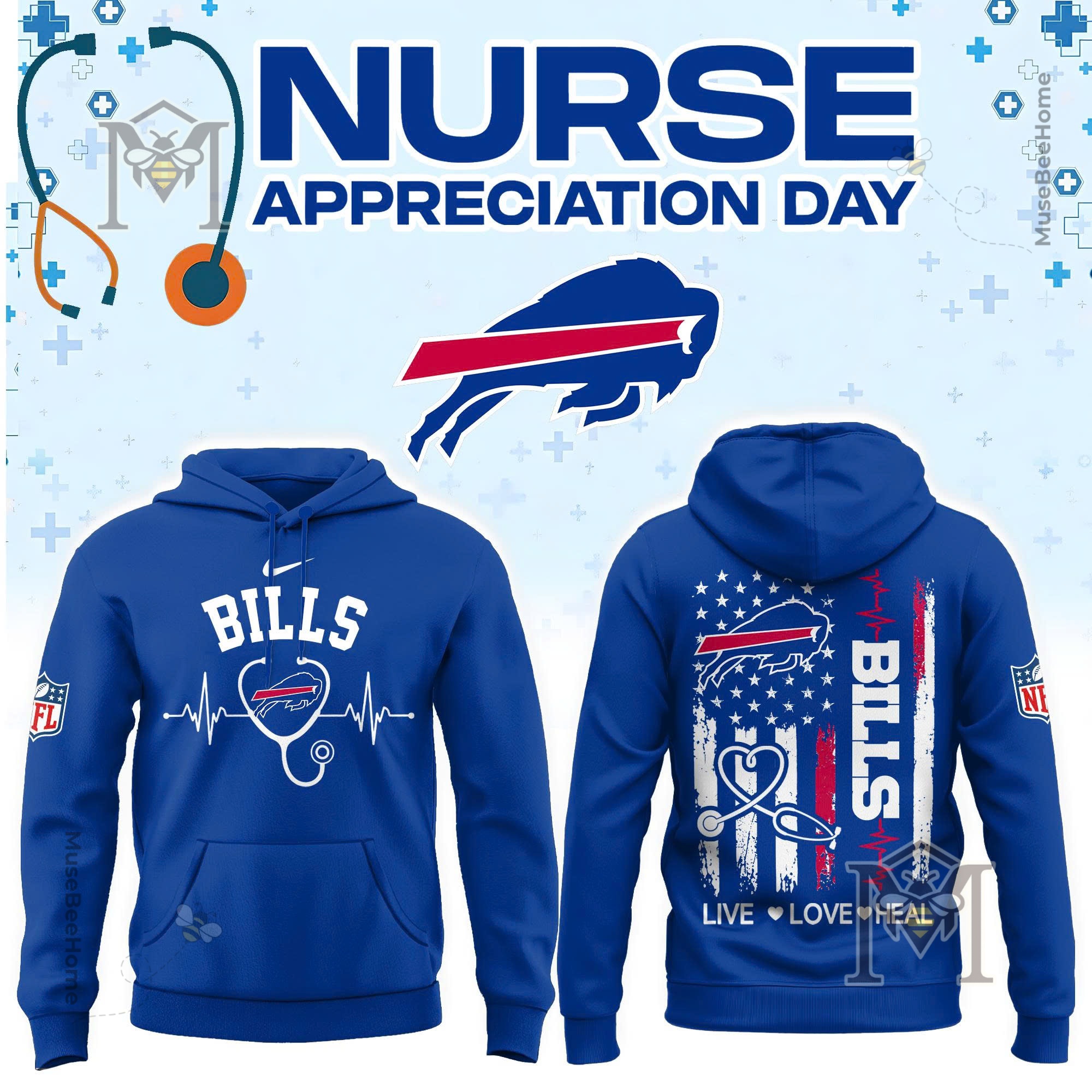 Buffalo Bills Nurse Appreciation Day T-Shirt - photo 3