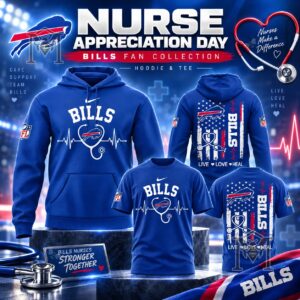 Buffalo Bills Nurse Appreciation Day T-Shirt - front and back apparel designs displayed