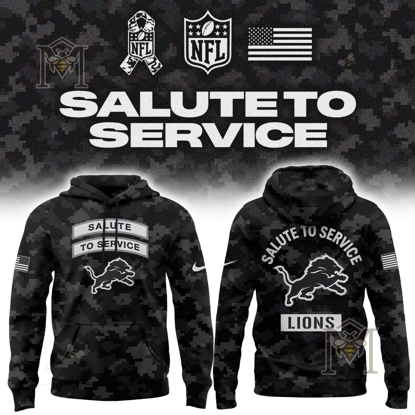 Buffalo Bills Salute to Service T-Shirt - front chest and sleeve graphics