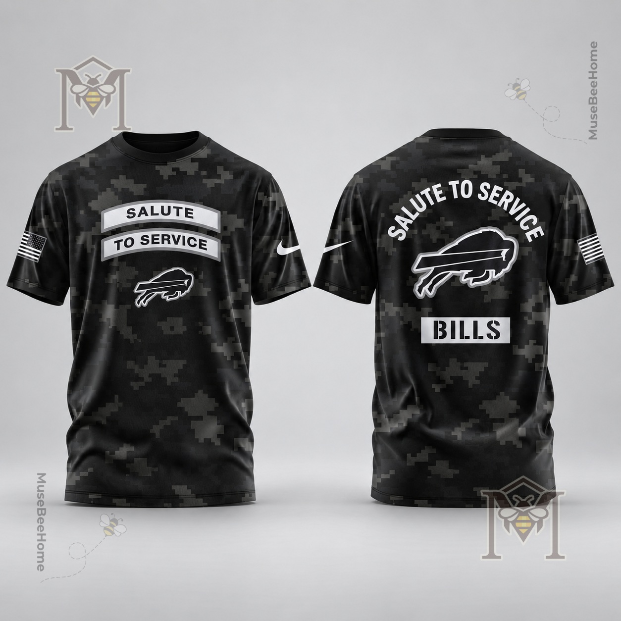 Buffalo Bills Salute to Service T-Shirt - back buffalo logo and lettering