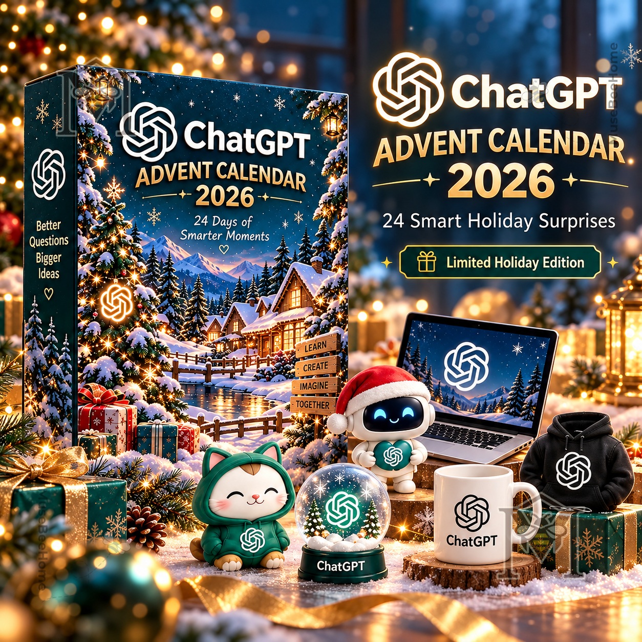 ChatGPT Advent Calendar 2026 - front box view with winter village artwork