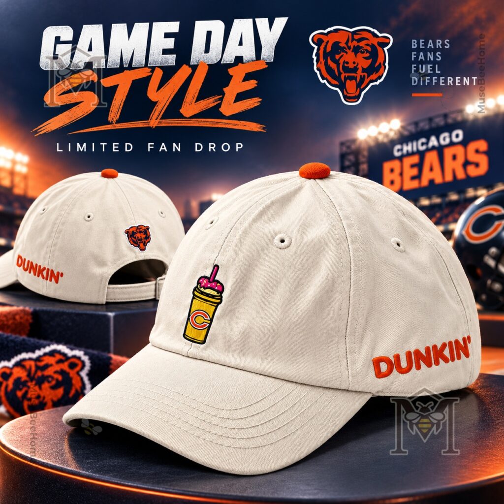 Chicago Bears Dunkin 2026 Cap - front and back views showing embroidered team and brand details