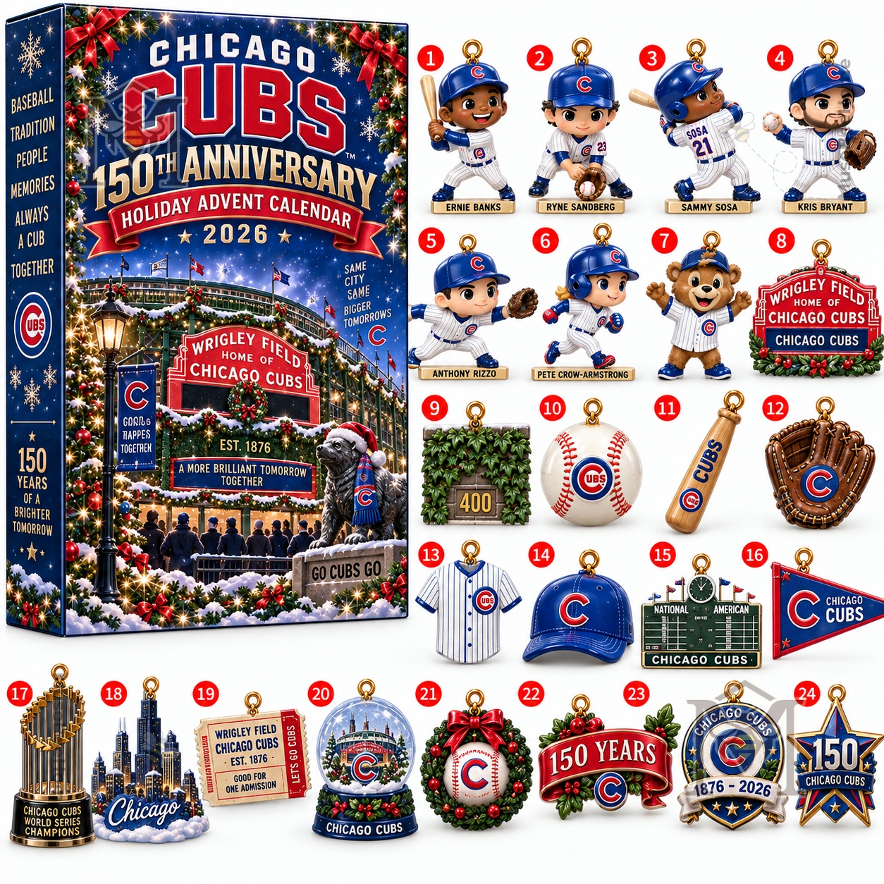 Chicago Cubs 150th Anniversary Holiday 2026 Advent Calendar - photo 2