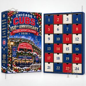 Chicago Cubs 150th Anniversary Holiday 2026 Advent Calendar - open front with numbered drawers