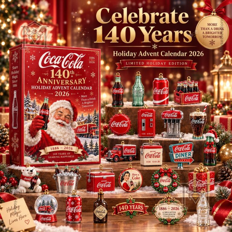 Coca-Cola 140th Anniversary Advent Calendar Christmas 2026 - front box and miniature designs