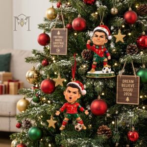 Cristiano Ronaldo Christmas 2026 Ornament - hanging ornament design with gold loop