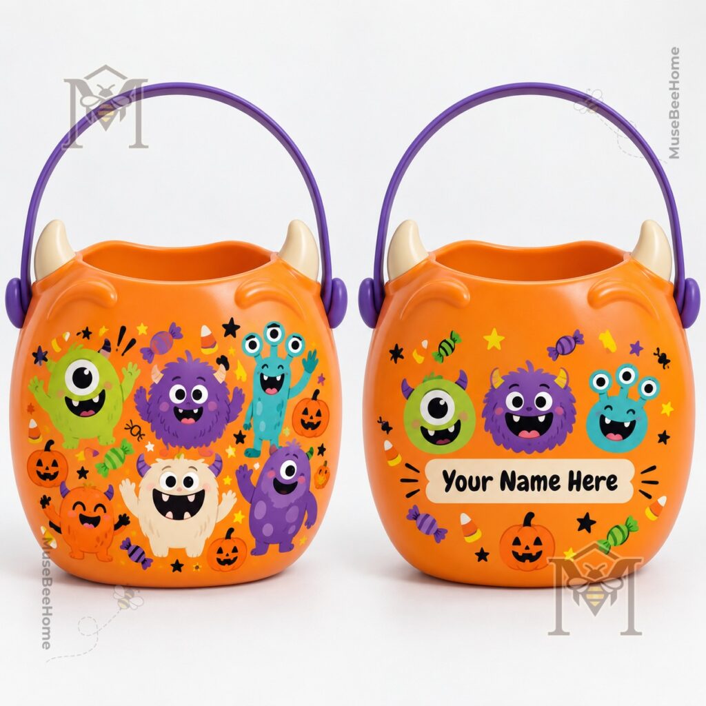 Cute Monster Personalized Halloween Candy Bucket - photo 2