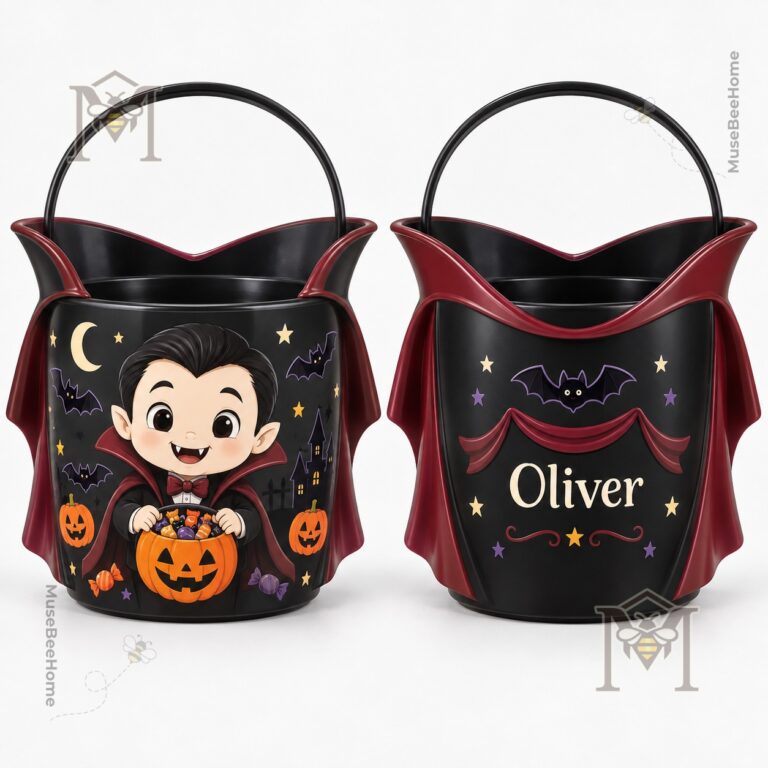 Cute Vampire Personalized Halloween Candy Bucket - photo 2