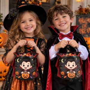 Cute Vampire Personalized Halloween Candy Bucket - photo 3