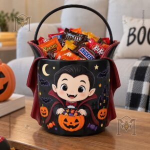 Cute Vampire Personalized Halloween Candy Bucket - photo 4
