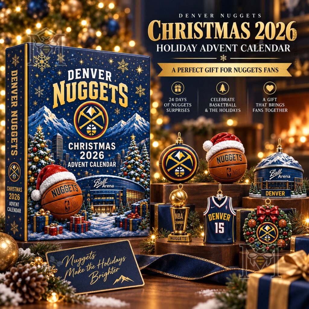 Denver Nuggets Christmas 2026 Advent Calendar - front display with holiday ornaments