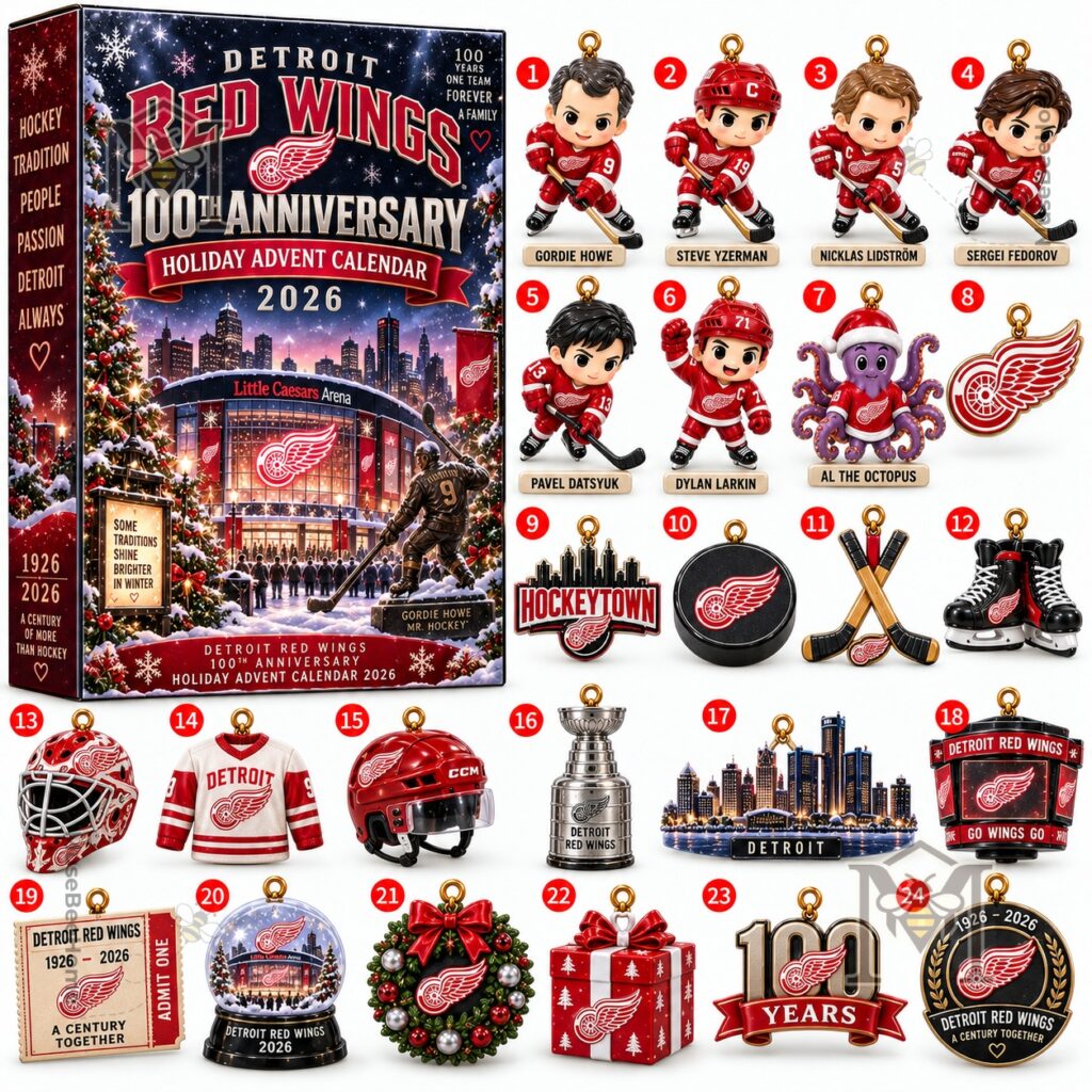 Front packaging showing Red Wings 100th Anniversary calendar design