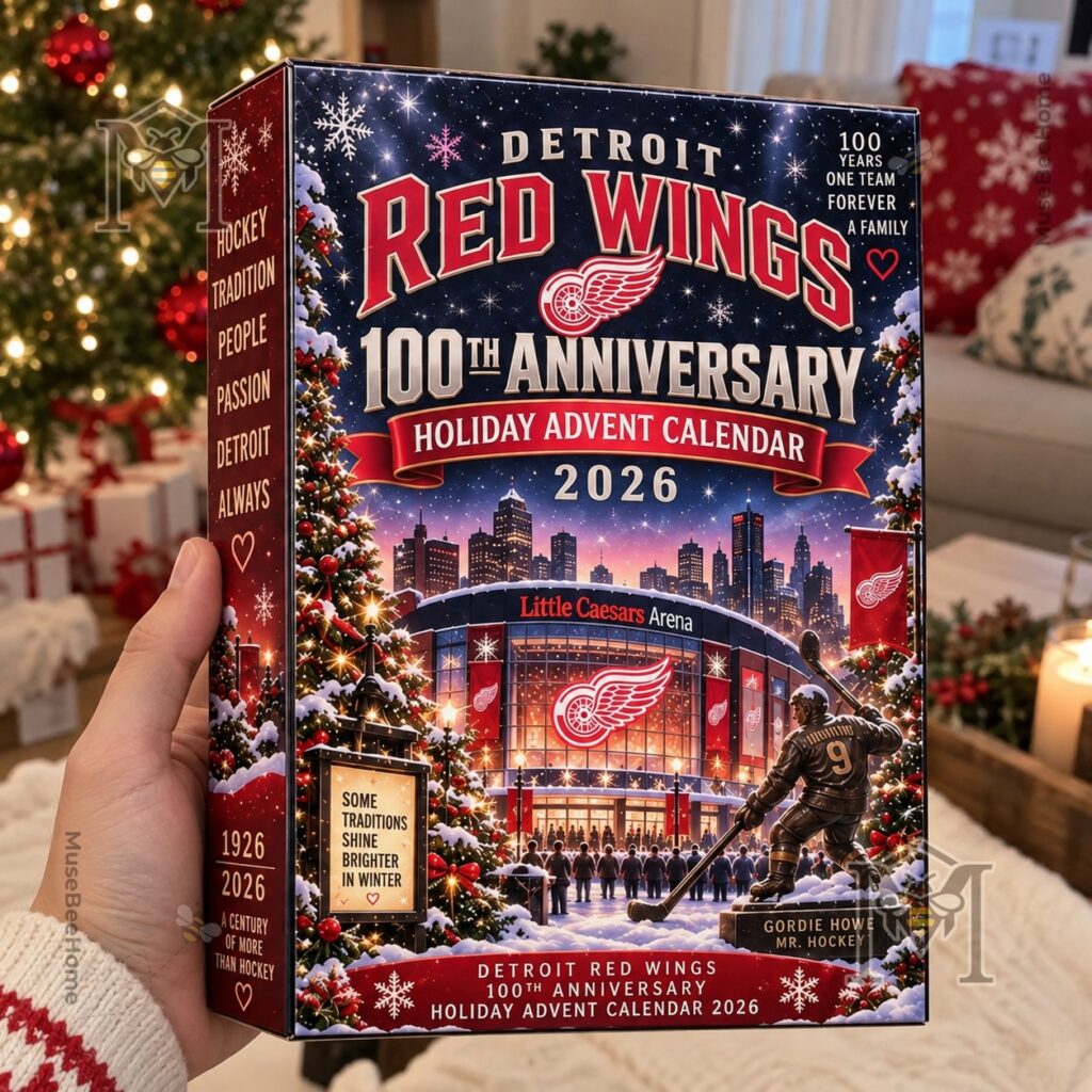 Collectible hockey-themed ornaments displayed beside the advent calendar