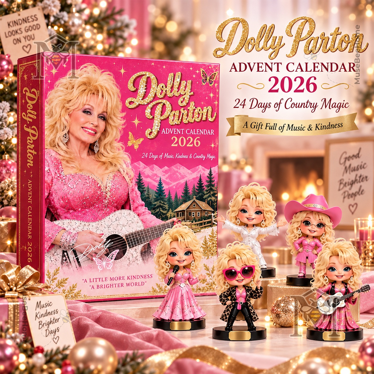 Dolly Parton Advent Calendar 2026 24 Days of Music and Country Magic - front box and figurines