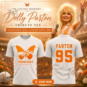 Dolly Parton Tennessee Volunteers Football Tribute T-Shirt - front and back views