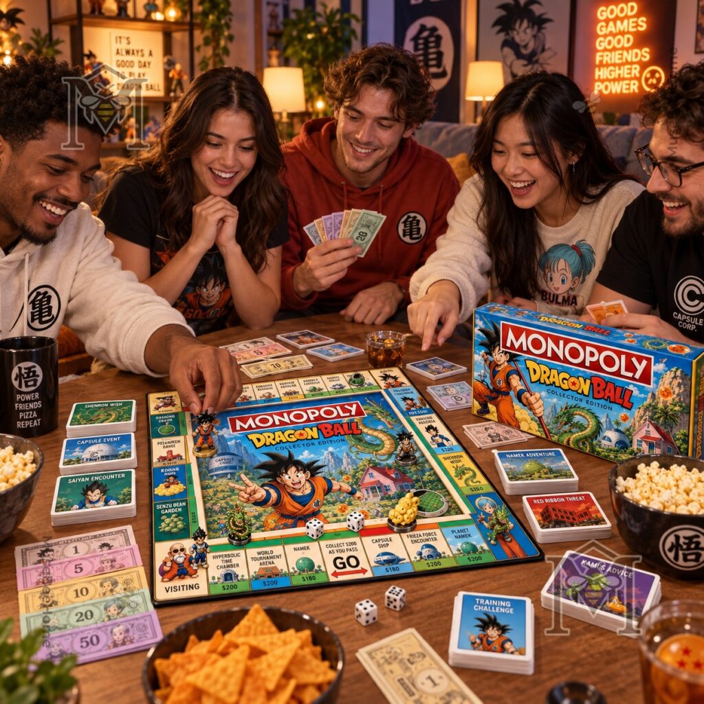 Dragon Ball Monopoly Board Game - Shenron figure and themed game components