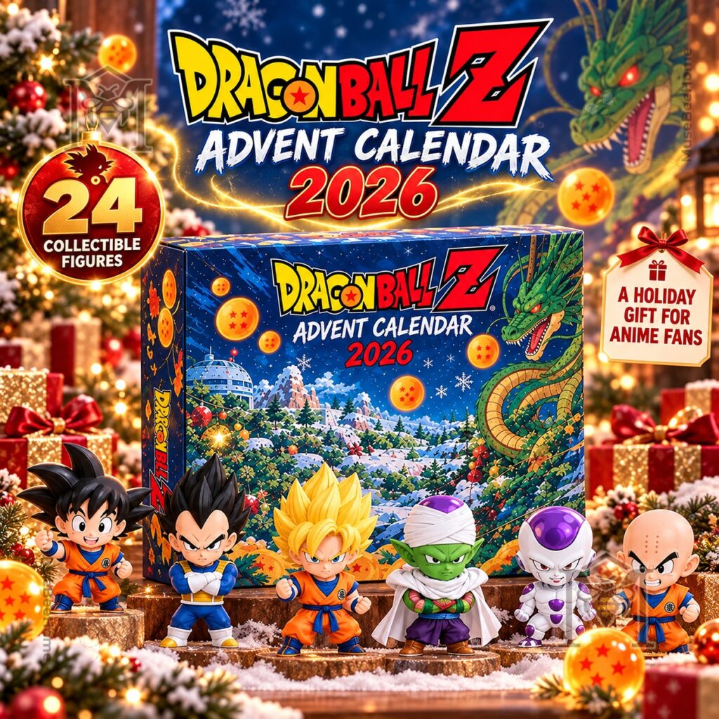 Dragon Ball Z advent calendar box with character figures displayed in front