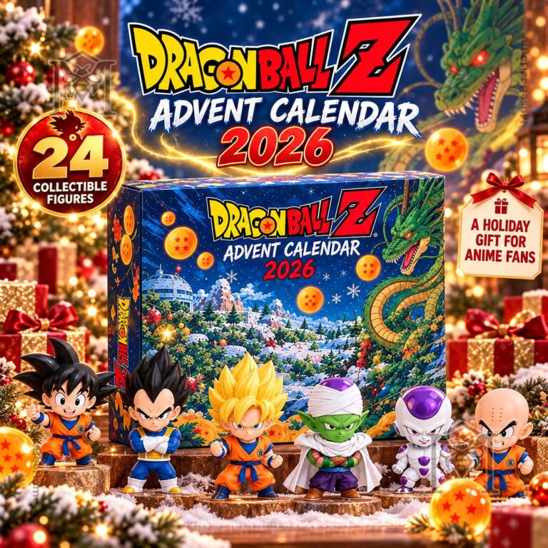 Dragon Ball Z advent calendar box with character figures displayed in front